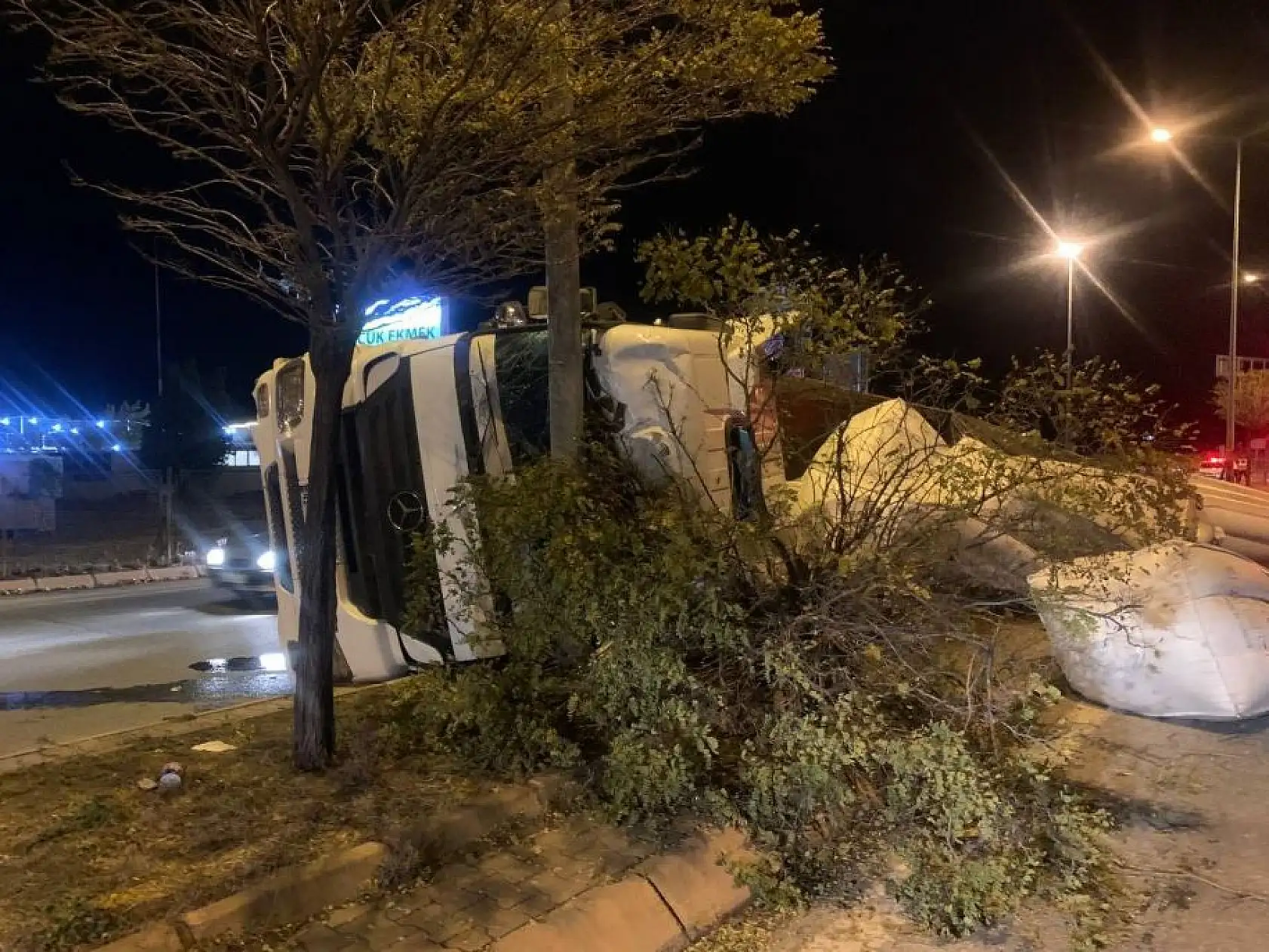 Virajı alamadı aydınlatma direğine çarptı