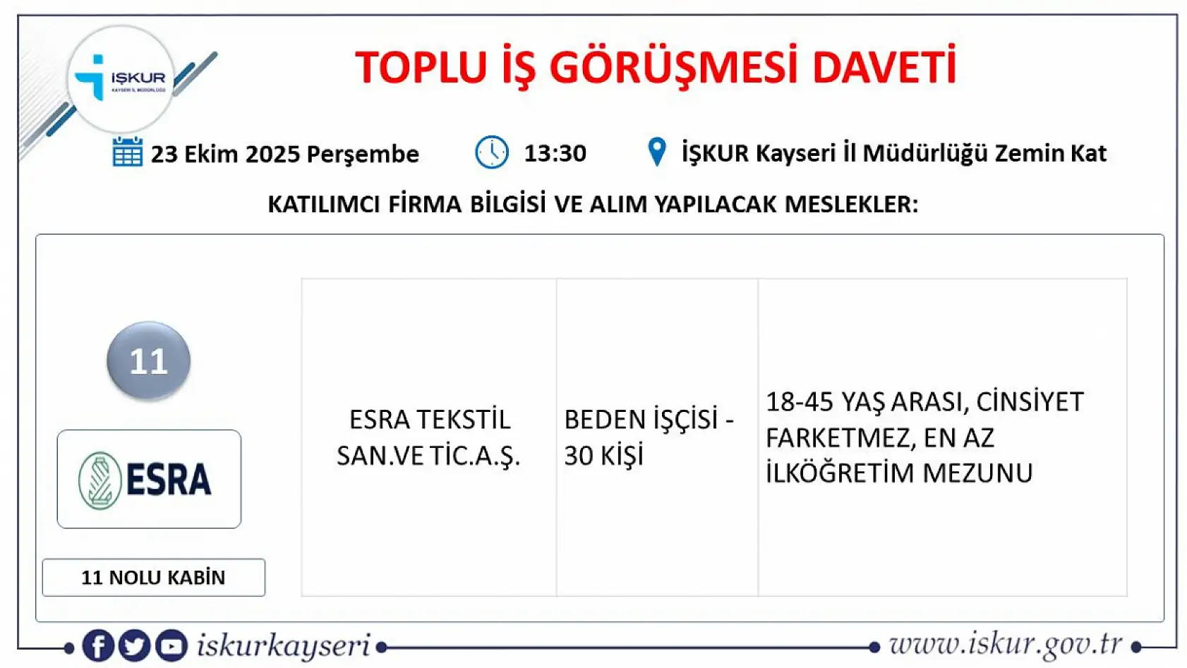 İş görüşme daveti: 22 firma, 363 kişiyi işe alacak!