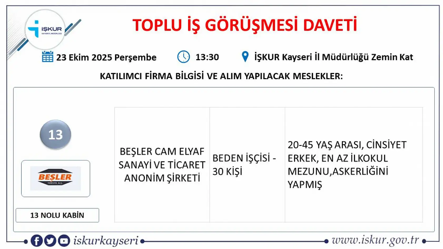İş görüşme daveti: 22 firma, 363 kişiyi işe alacak!
