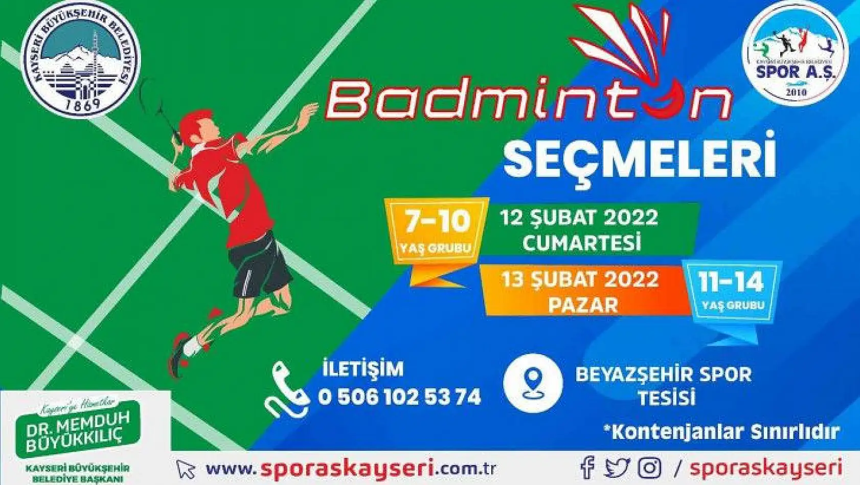 Büyükşehir Spor A.Ş.'de badminton seçmeleri başlıyor