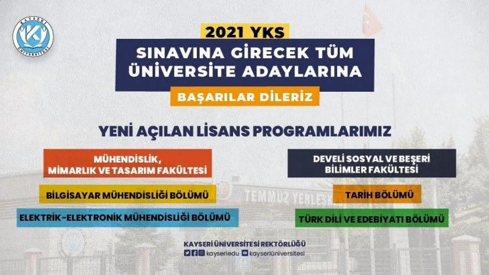 Kayseri Üniversitesi'nde yeni açılan lisans programları öğrenci alımına başlıyor