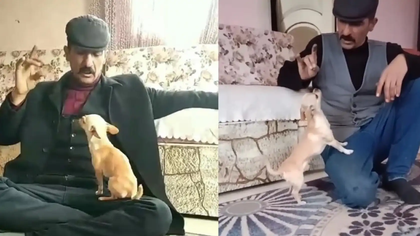 Köpeğe ulumayı öğreten Kayserili sosyal medyada viral oldu