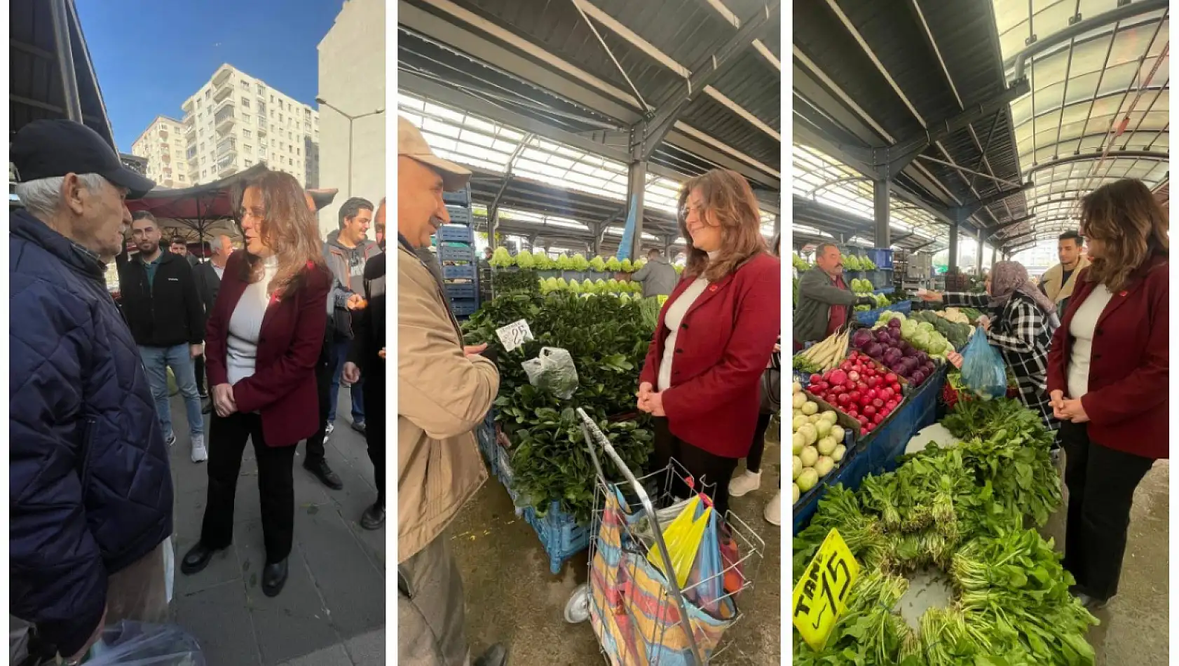 CHP Kayseri İl Başkanı Özer, çarşı pazarda dert dinledi: Vatandaş pazarda kiloyla değil, gramla, taneyle alış veriş yapıyor