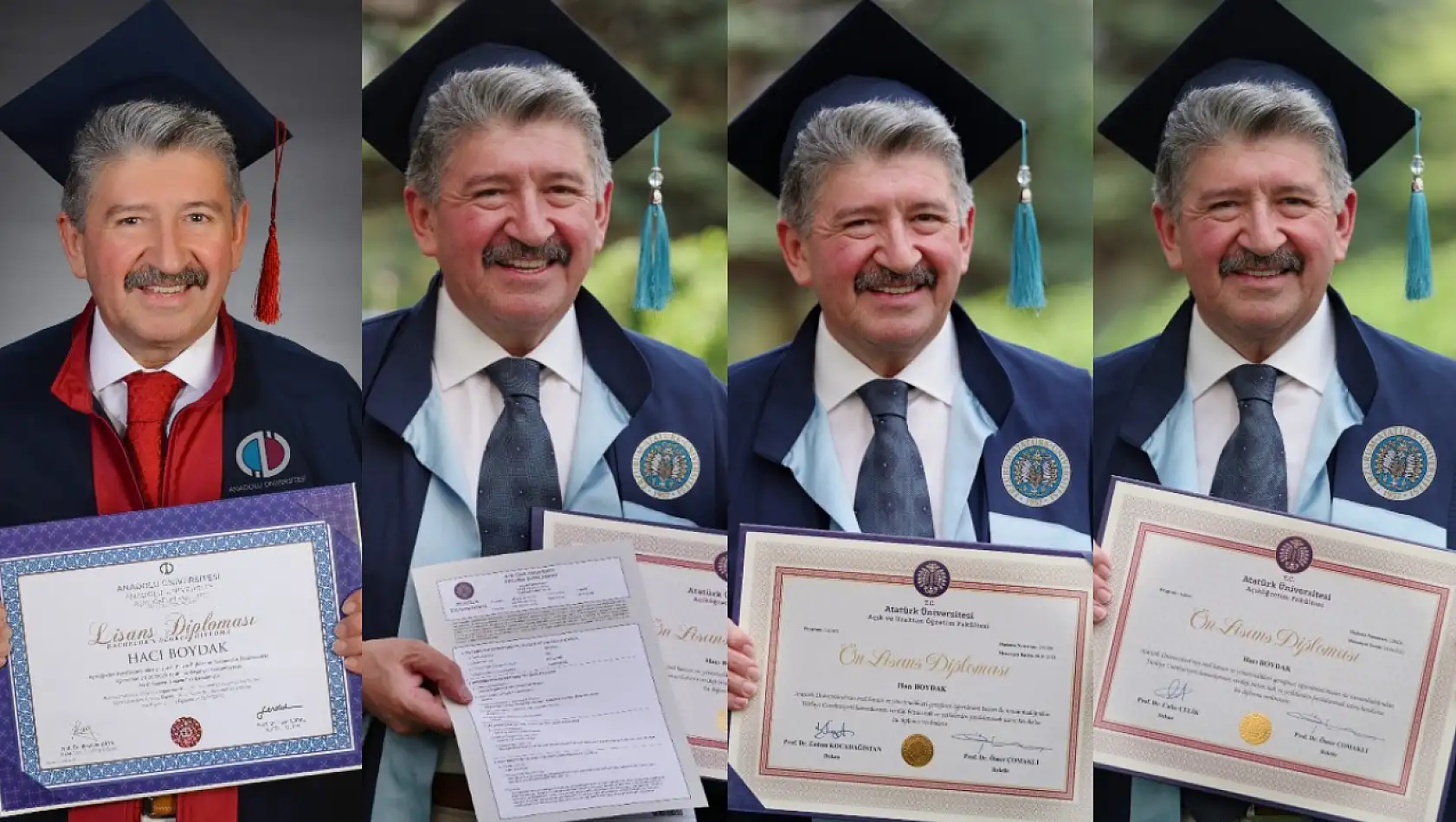 FETÖ'den ceza alan Hacı Boydak 5 üniversite bitirdi! Her diplomasıyla ayrı ayrı poz verdi