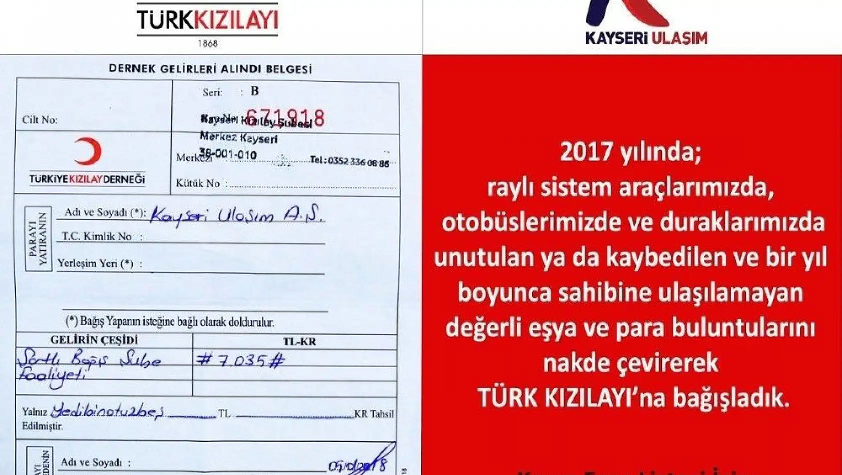 Kayıp eşyalar bağış oldu