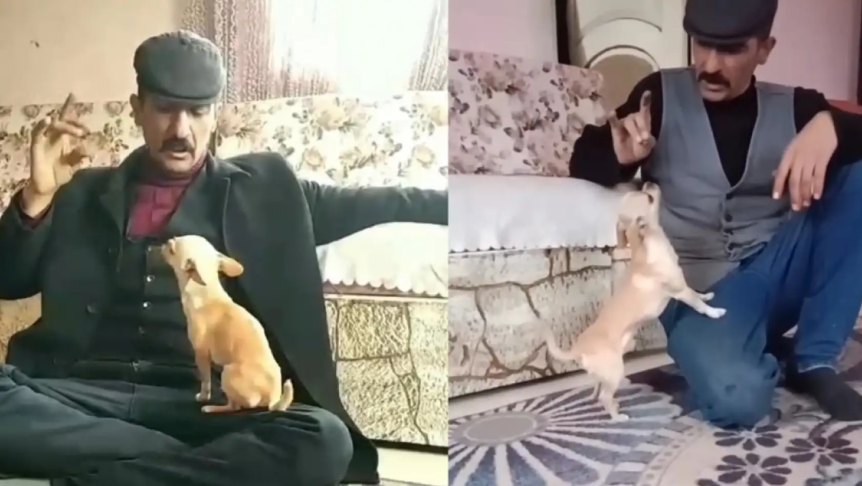 Köpeğe ulumayı öğreten Kayserili sosyal medyada viral oldu