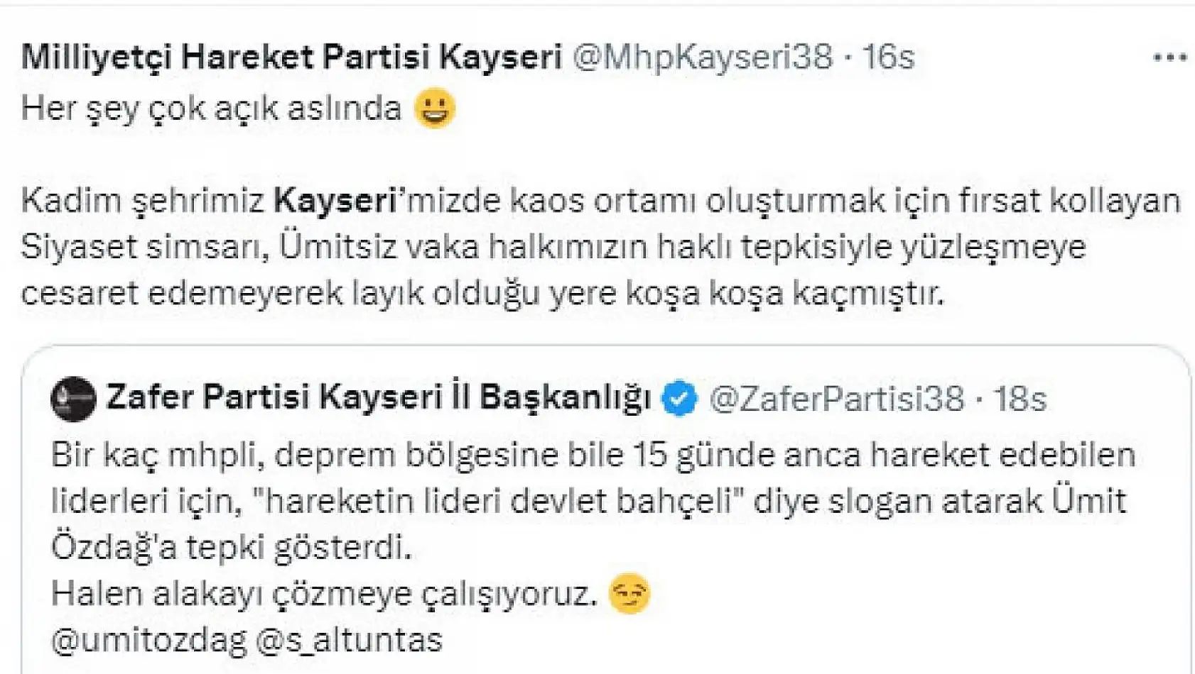 MHP ile Zafer Partisi arasında sosyal medya düellosu!