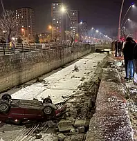 Kayseri'de otomobil 5 metrelik kanala uçtu