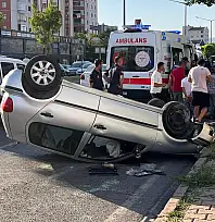 Son dakika... Erkilet Bulvarı'nda 1 araç takla attı!