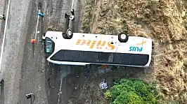 Kırıkkale'deki otobüs kazasının görüntüleri ortaya çıktı! Şarampole böyle devrilmiş...