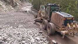 Kayseri'de yağış sonrası Kapuzbaşı yolunda dikkat çeken çalışma