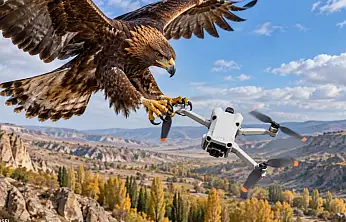 Kayseri'de Drone'a kartal saldırısı