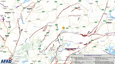 Kayseri'ye 120 km uzaklıkta deprem