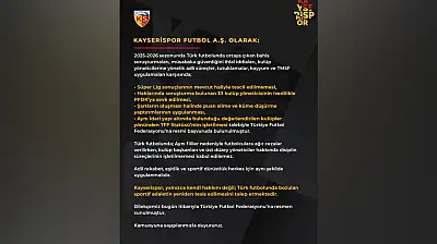Süper Lig'den düşen Kayserispor'dan TFF'ye dilekçe