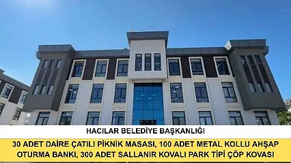 30 Adet Daire Çatılı Piknik Masası, 100 Adet Metal Kollu Ahşap Oturma Bankı, 300 Adet Sallanır Kovalı Park Tipi Çöp Kovası
