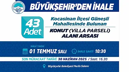 Büyükşehir'den İhale 43 Adet Güneşli Mahallesi Konut (Villa) Alanı Arsası