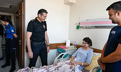 İl Müdürü Aydın, tedavi gören polis memurunu ziyaret etti