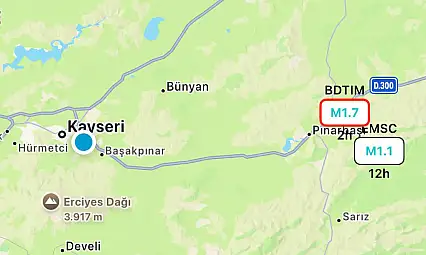 Kayseri'de akşam saatlerinde deprem