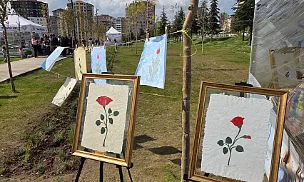 Talas Çiçek Şenliği'nde ebru sanatının teknikleri konuşuldu