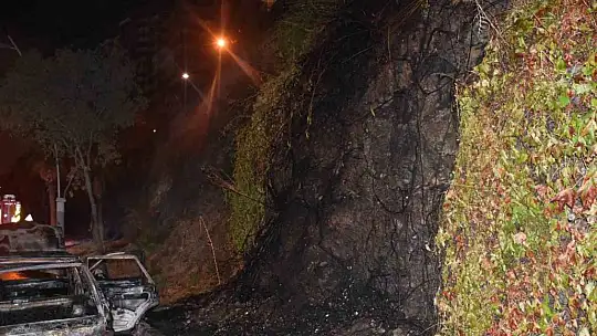 Adana'da otomobil alev alev yandı