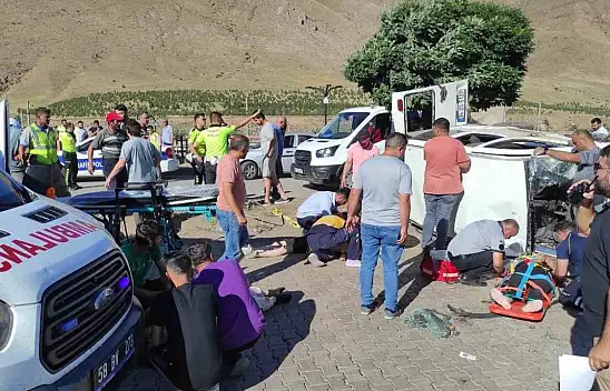 Kontrolden çıkan ticari araç devrildi