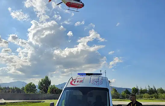 Helikopter ambulans Kayseri'den Niğde'ye prematüre bebek için havalandı