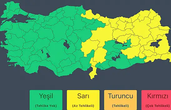İçişleri Bakanlığı yarın için uyardı: Kayseri sarı bölgede