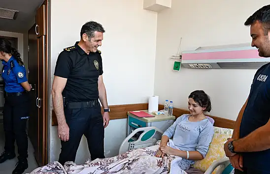 İl Müdürü Aydın, tedavi gören polis memurunu ziyaret etti