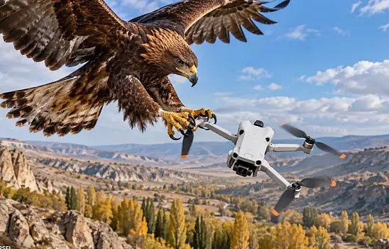 Kayseri'de Drone'a kartal saldırısı