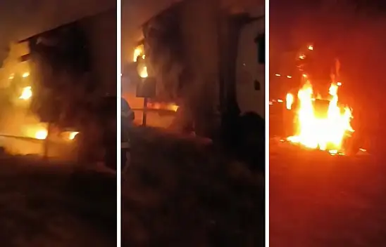 Kayseri'de sebze ve meyve yüklü kamyon alev topuna döndü