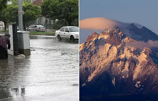 Kayseri'de yağmur, Erciyes'te kar: İki mevsim bir arada
