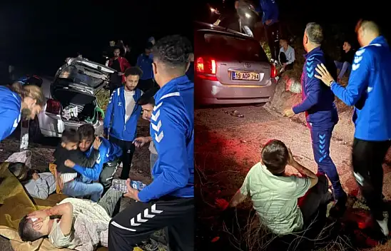Kayseri Erciyes 38 FK kafilesi, kaza yapan aileye yardım etti