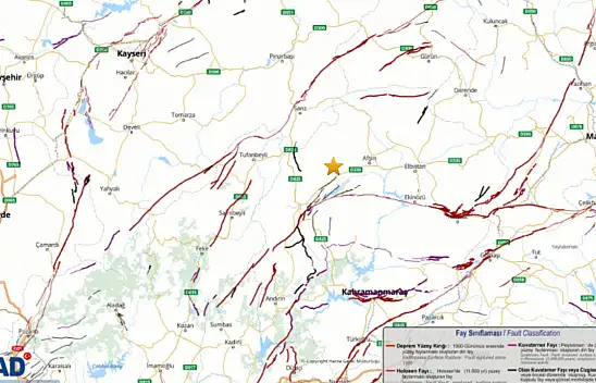 Kayseri'ye 120 km uzaklıkta deprem