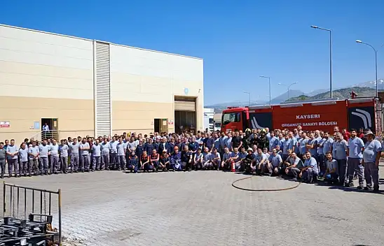 OSB'de çalışanlara uygulamalı yangın eğitimi