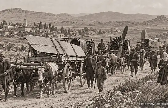 Parçaları kağnılarla taşınan uçak fabrikası…