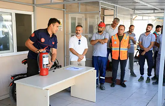 Talas Belediyesi'nden şantiye personellerine yangın eğitimi