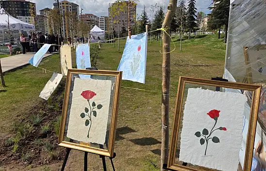 Talas Çiçek Şenliği'nde ebru sanatının teknikleri konuşuldu