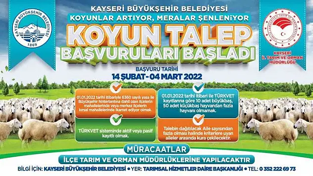 Koyun talep başvuruları başladı