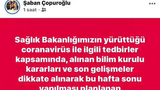 AK Parti'de Corona Virüsü şoku... İl Başkanı Çopuroğlu açıkladı...