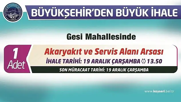 Akaryakıt istasyonu arsası için ihale yapılacak
