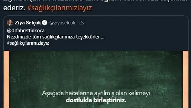 Bakan Koca, teşekkür ederiz