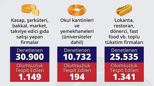 Bakanlık açıkladı! Gıda denetimlerinde kaç firmada olumsuzluk tespit edildi?
