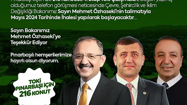 Baki Ersoy'dan o ilçeye konut müjdesi