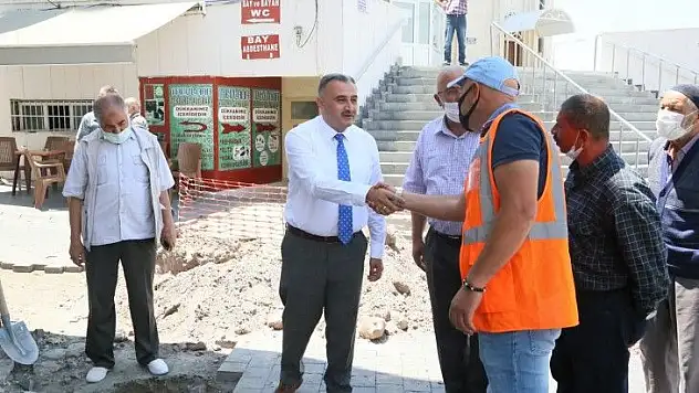 Başkan Cabbar Uzun Çarşı yenileme çalışmalarını yerinde inceledi