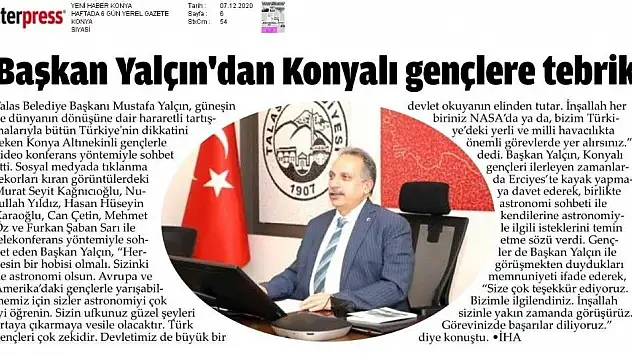 Başkan Yalçın'ın 'Uzay sohbeti' Konya'da ilgi gördü