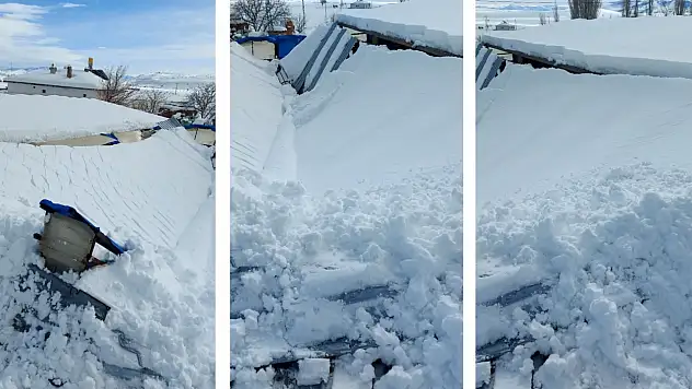 Besi ahırının çatısı çöktü