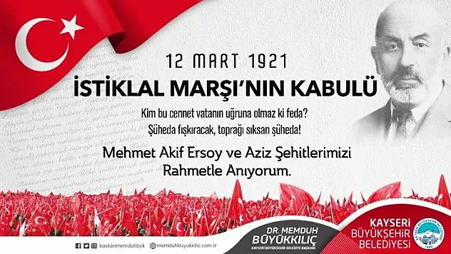 Büyükkılıç, 'Milli şairimiz, milli iradenin sesi olmuştur'
