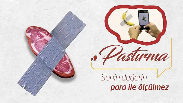 Büyükşehir Belediyesi, Pastırmayı duvara yapıştırıp muzlu gönderme yaptı