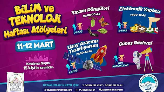 Bilim Merkezi'nden 'Bilim Ve Teknoloji Haftası atölyeleri'