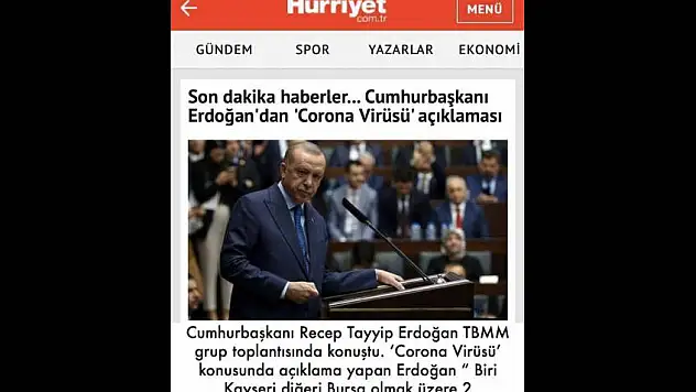 Cumhurbaşkanı, 'Kayseri'de virüs tespit edildi' dedi mi?